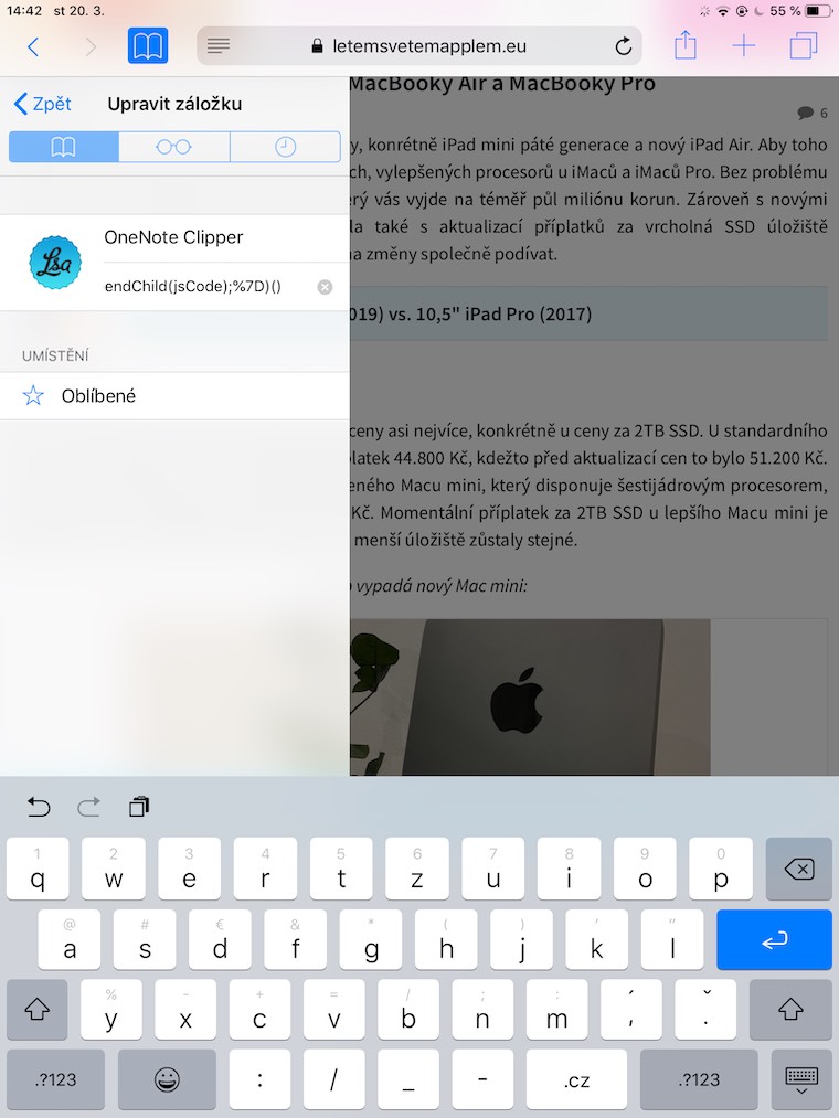 iPad Web Bookmark OneNote