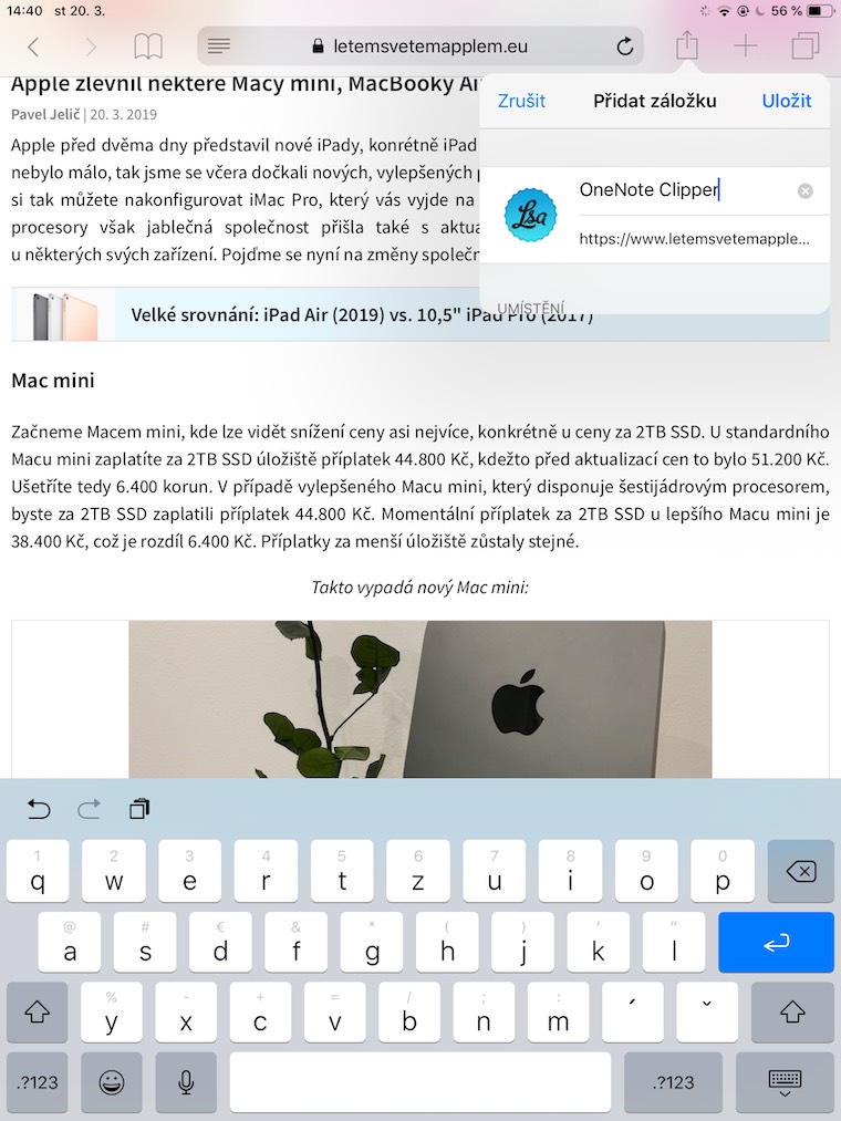 iPad Web OneNote Clipper Title