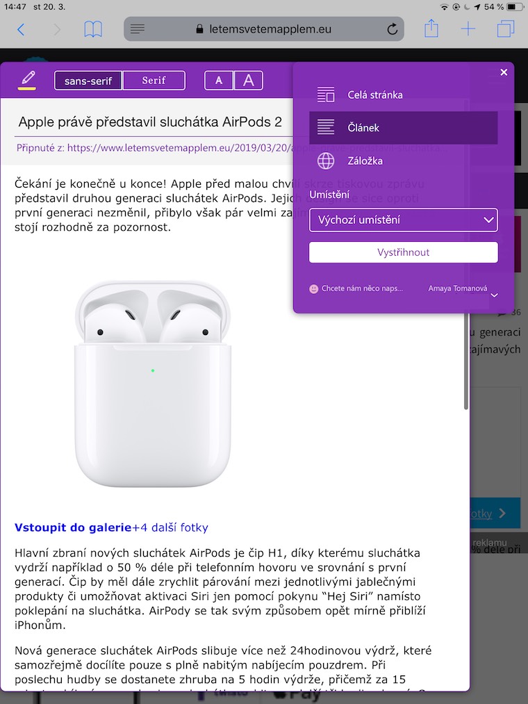 iPad Web OneNote Clipper