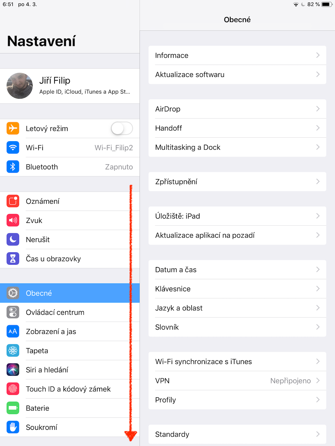 ipad settings menu