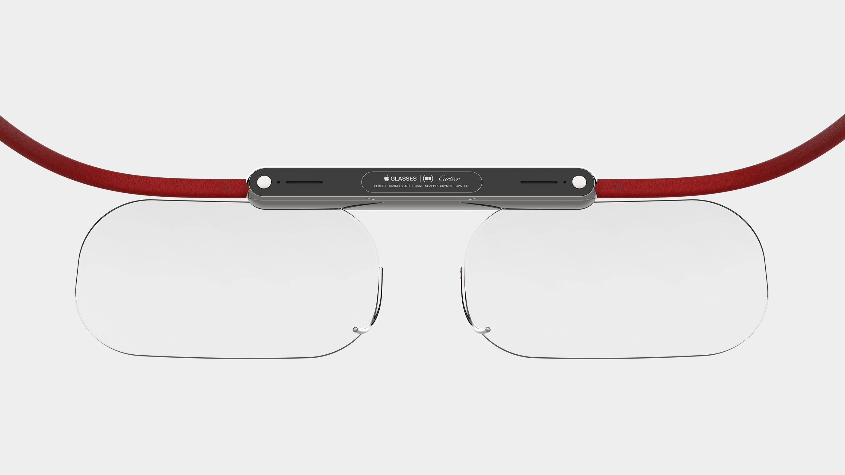 red frame smart glasses front