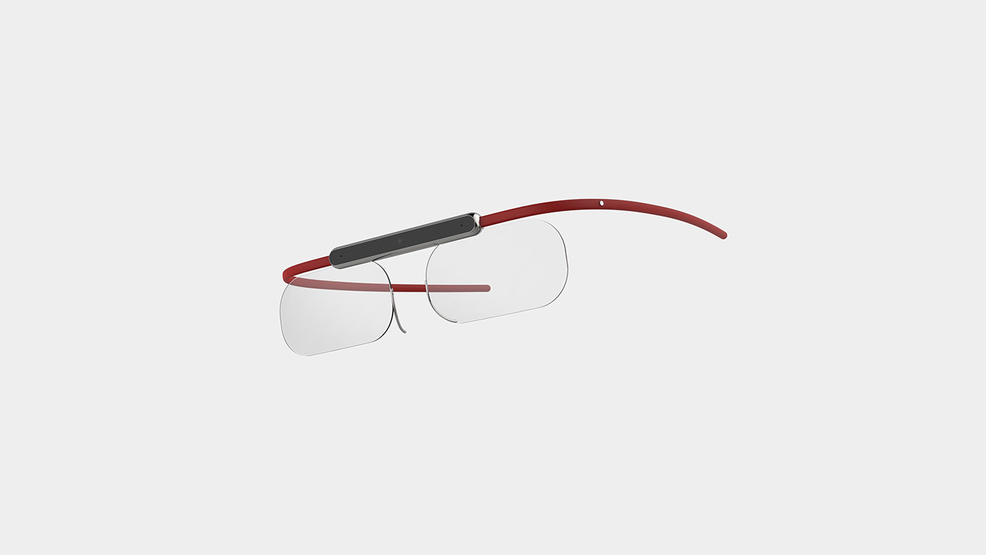 red frame smart glasses