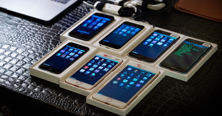 smartphones arranged