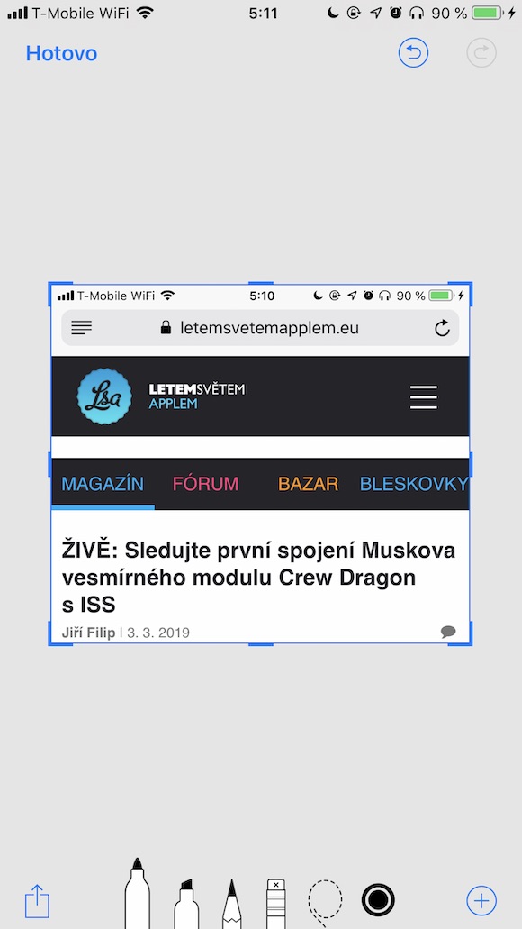 webpage screenshot with tools