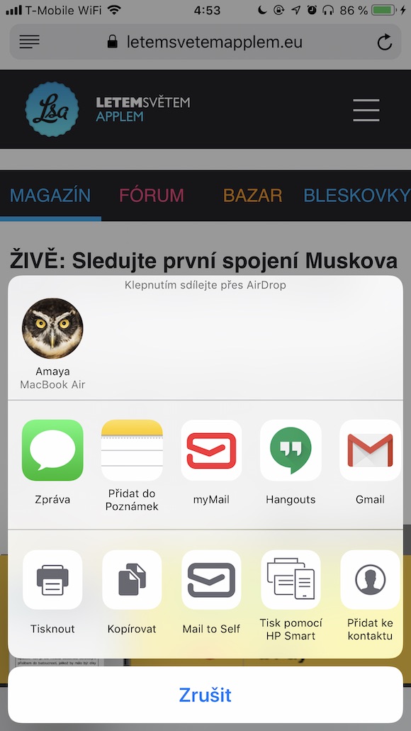 webpage sharing options