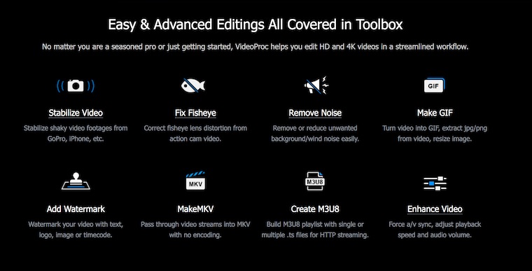 videoproc editing tools