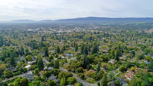 aerial view suburban neighborhood