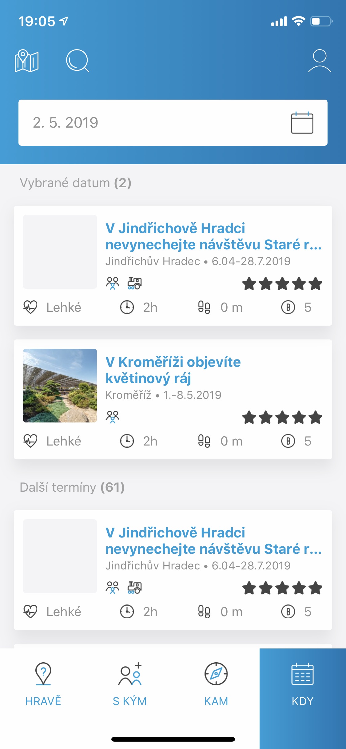 app date selection screen