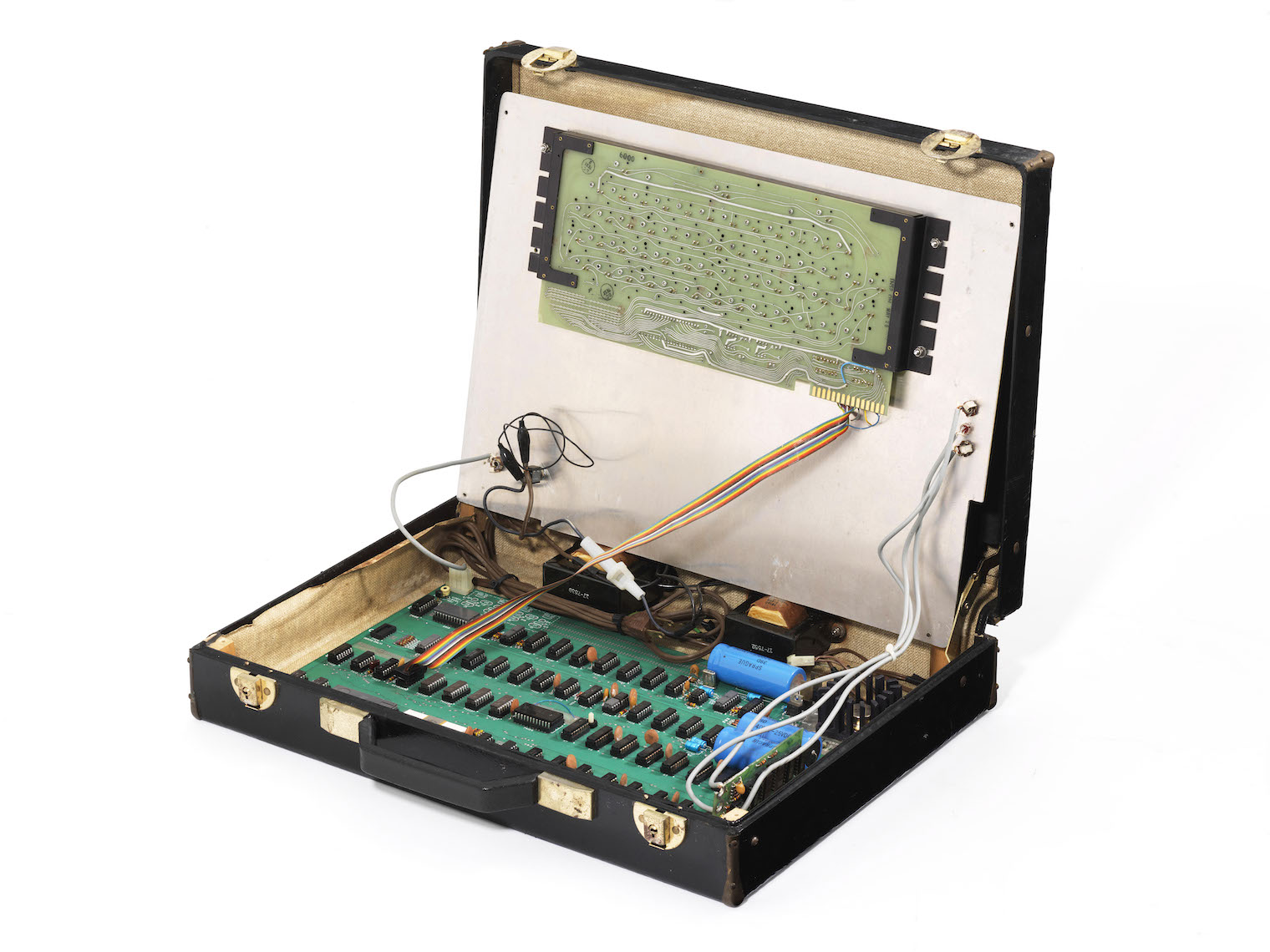 apple 1 computer open case side view