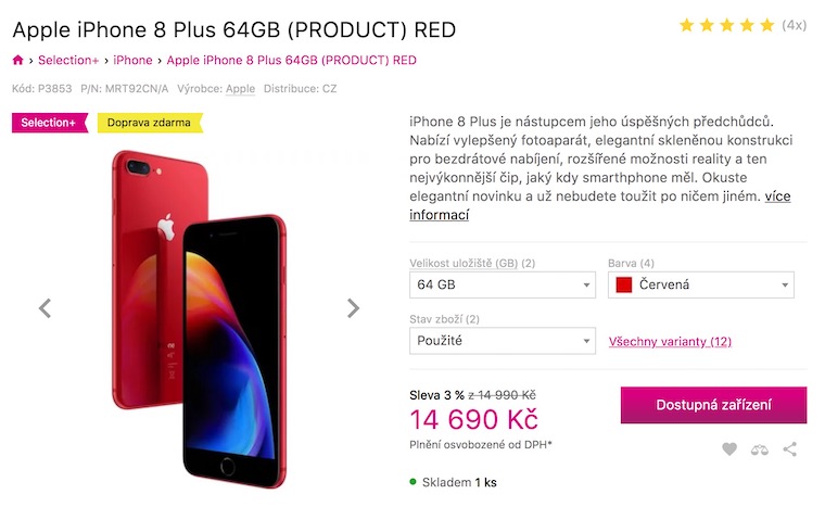 apple iphone 8 plus red product page