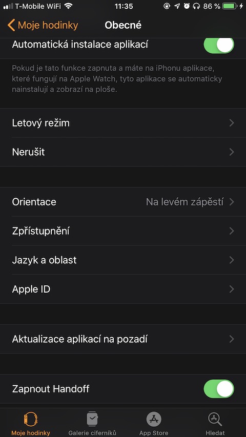 apple watch general settings