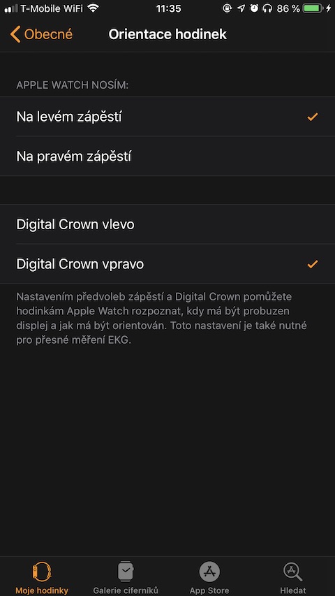 apple watch orientation settings