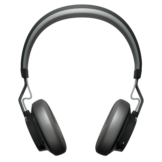 black headphones on white background