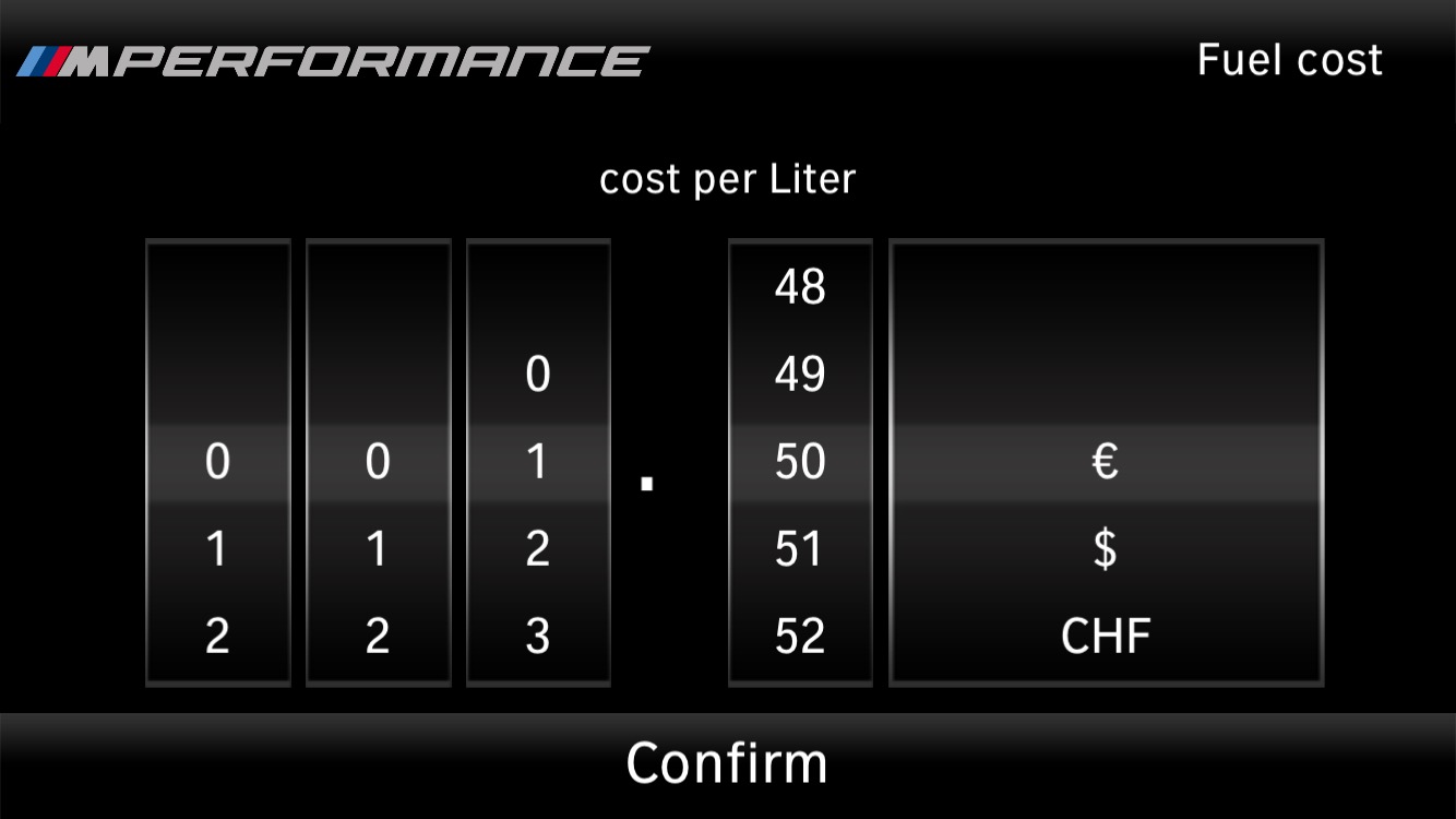 fuel cost calculator display