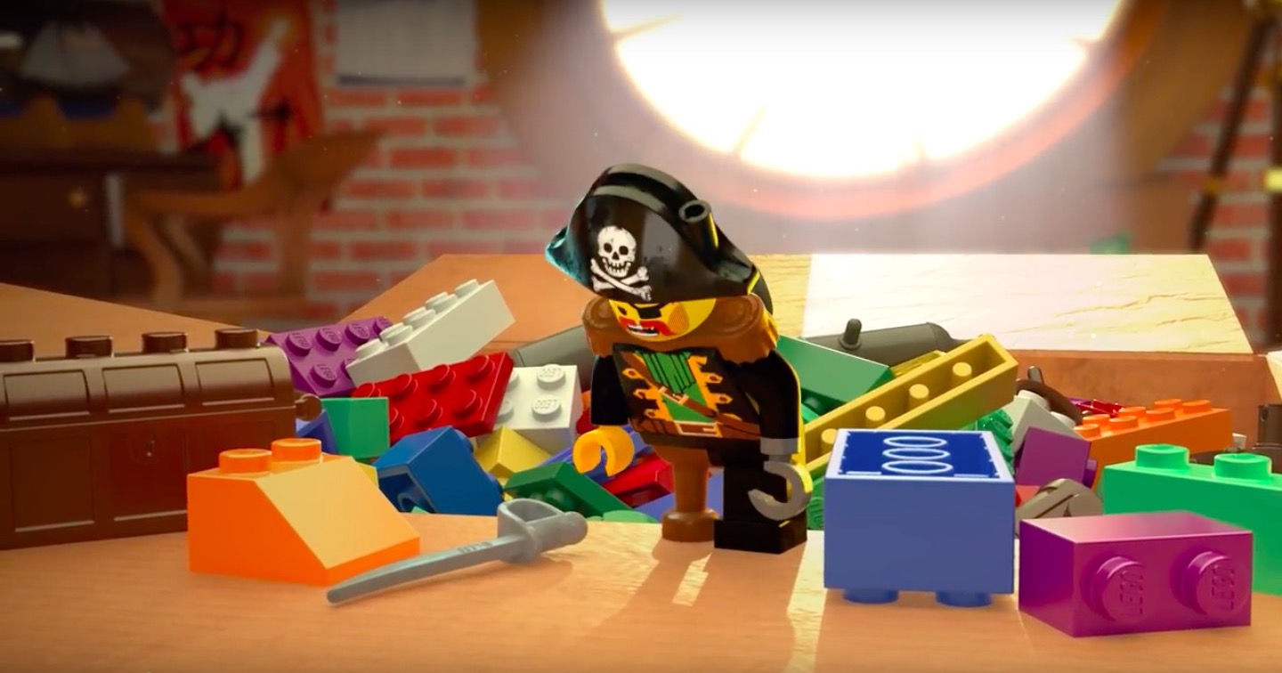 lego pirate minifigure with bricks
