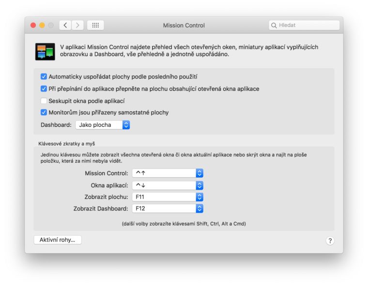 macos mission control options