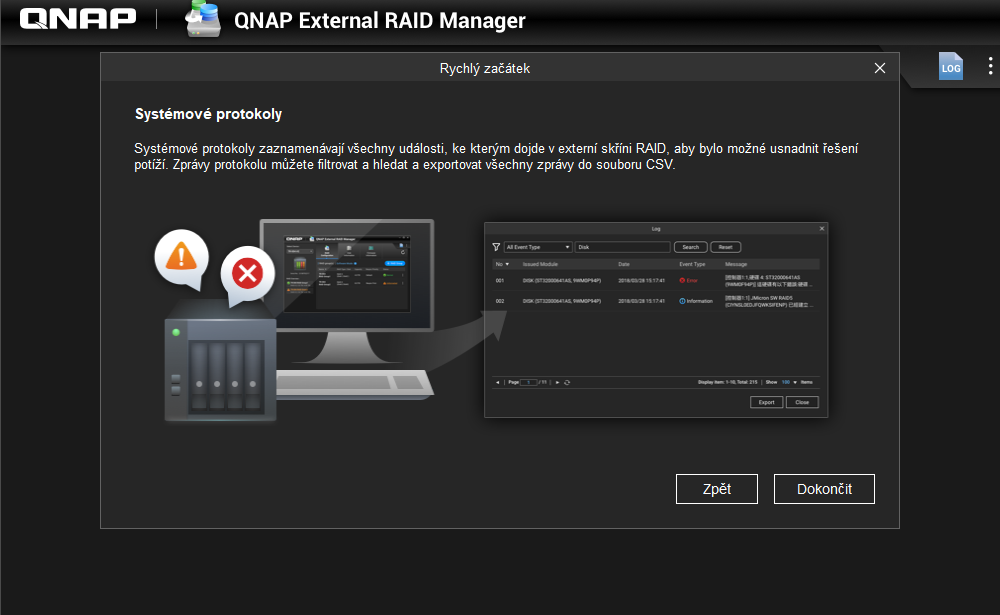 qnap raid manager system logs