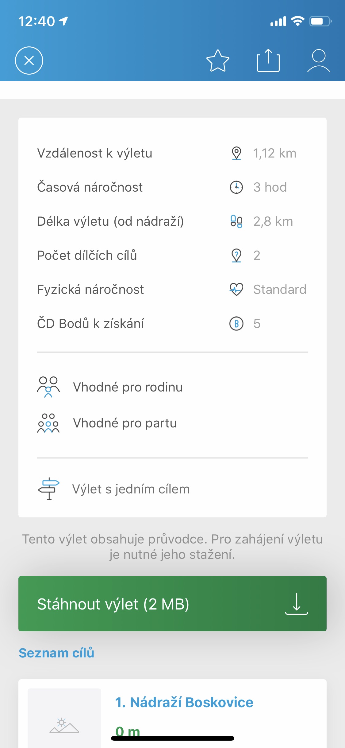 trip details summary