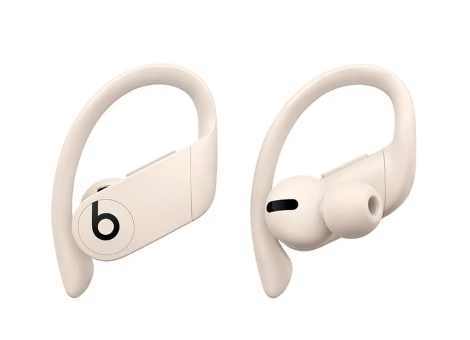 white wireless earbuds