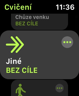 workout selection screen