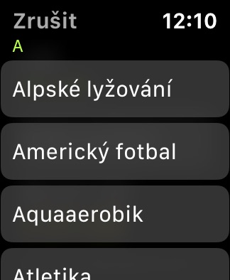 workout type selection