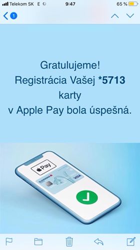 apple pay registration success