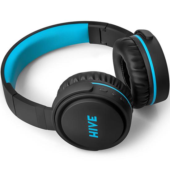 black blue headphones flat