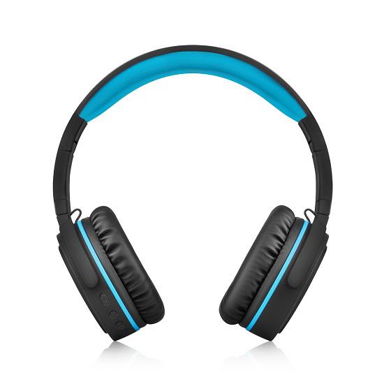 black blue headphones front view