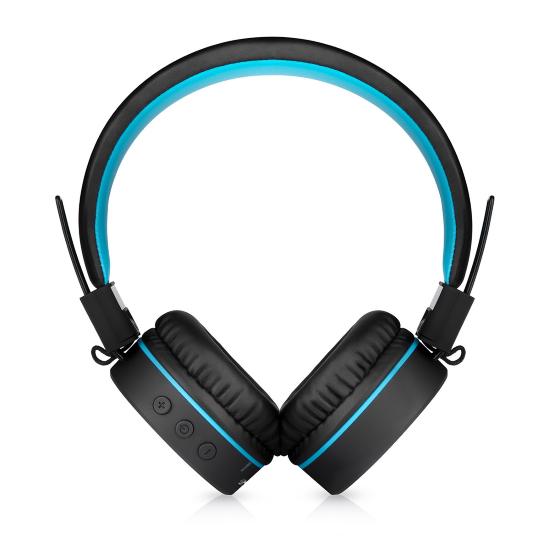 black blue headphones straight view
