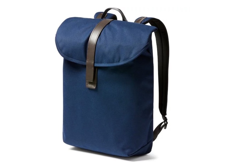 blue backpack with strap