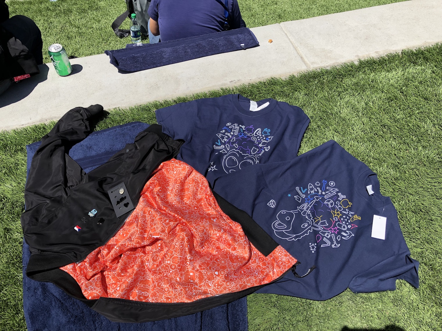 clothing and accessories on grass