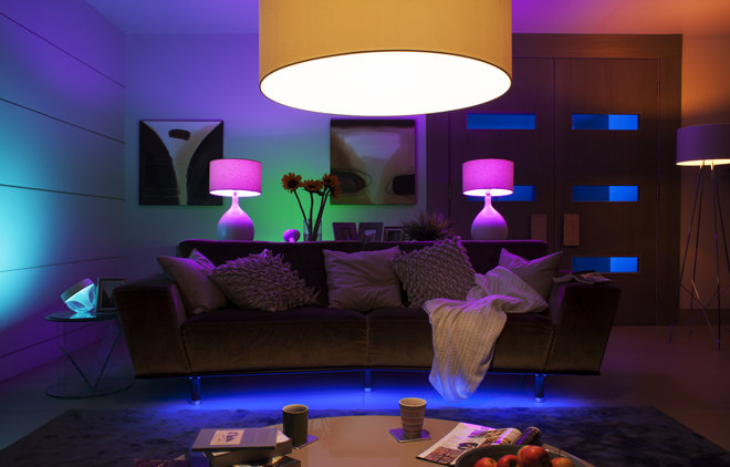 colorful living room lighting