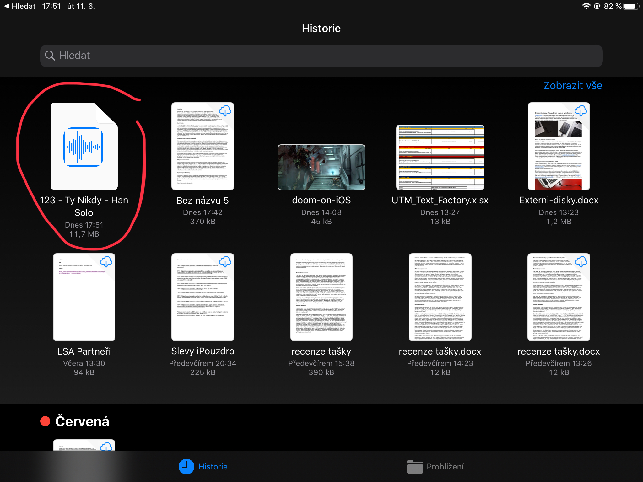 download history screen