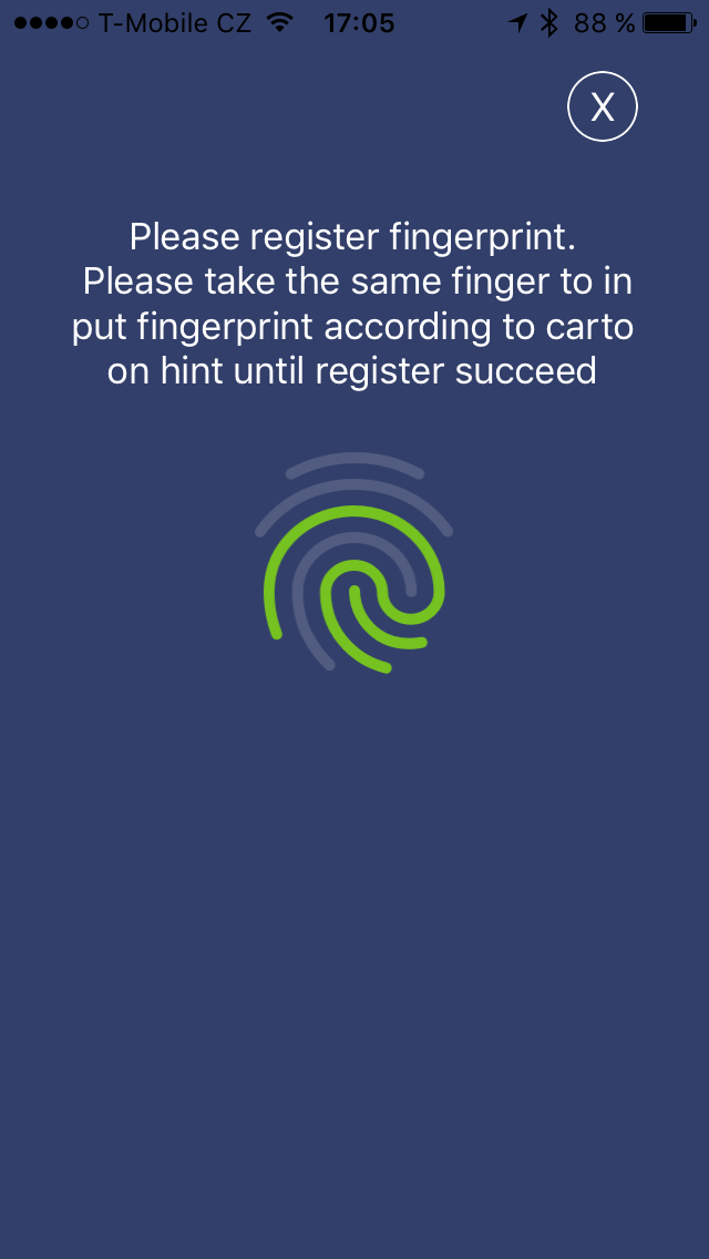fingerprint registration screen