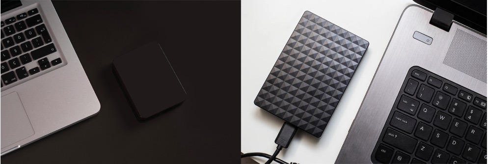 laptop and external hard drive