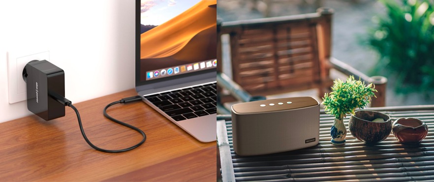 laptop charger and speaker