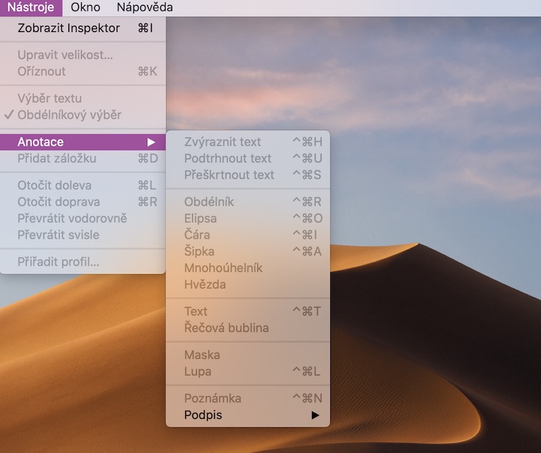 macos annotation menu