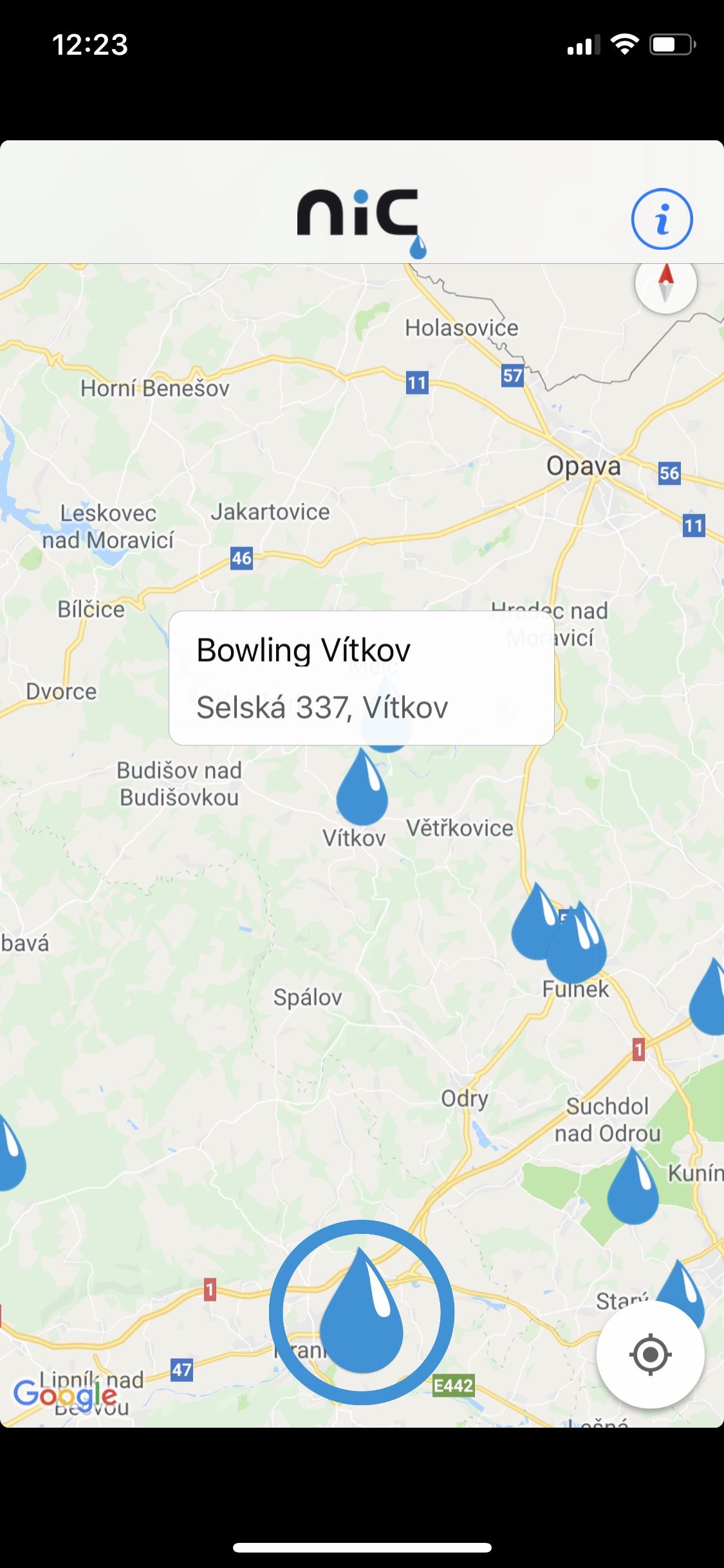 map app location detail bowling vitkov