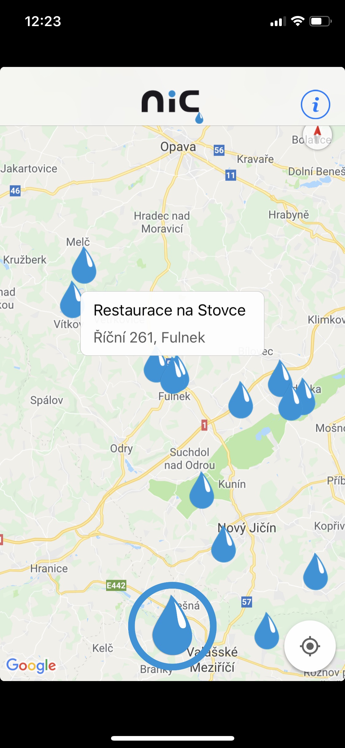map app location detail restaurace na stovce