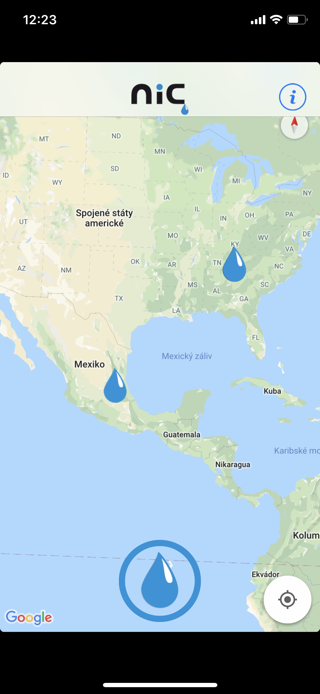 map with water drop icons