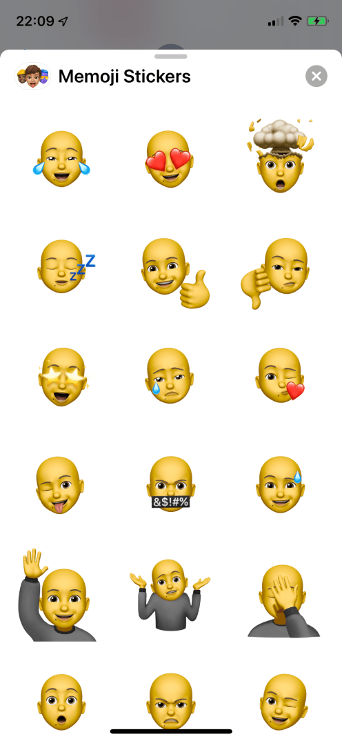 memoji stickers yellow face