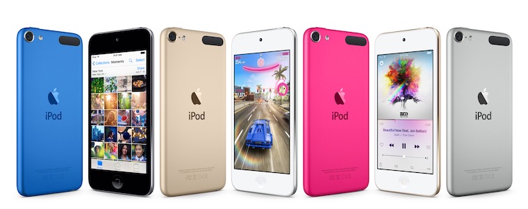 variety of ipods front and back