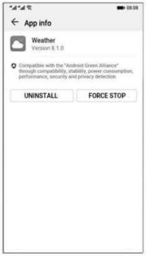 weather app uninstall force stop