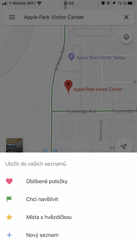 Google Maps pridat do oblibencych 2 Screenshot aplikace Google Maps pridat do oblibenych