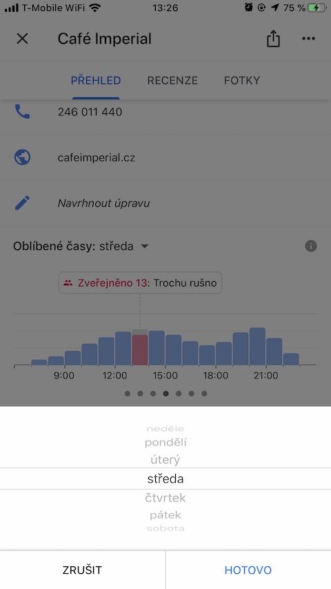 Google Maps vytizenost restaurace 3