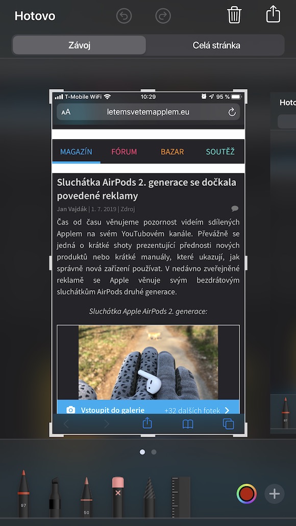 iOS Safari screenshot cela obrazovky2 Screenshot Safari porizeni screenshotu cele obrazovky
