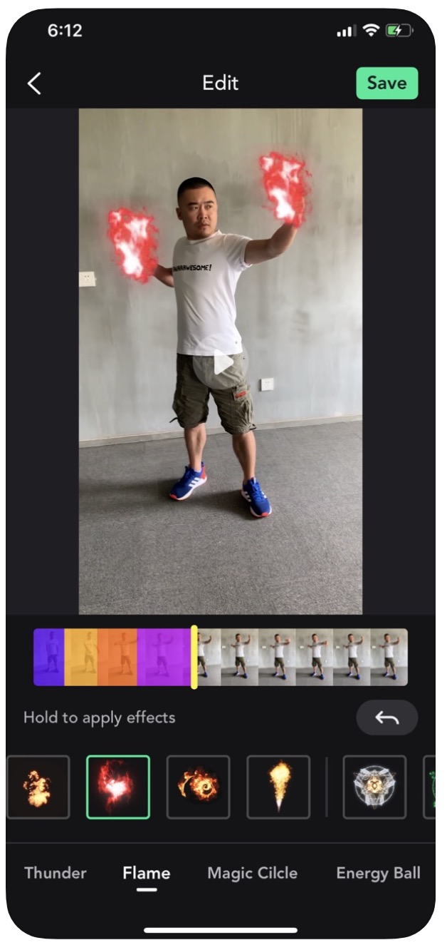 man with flame effects