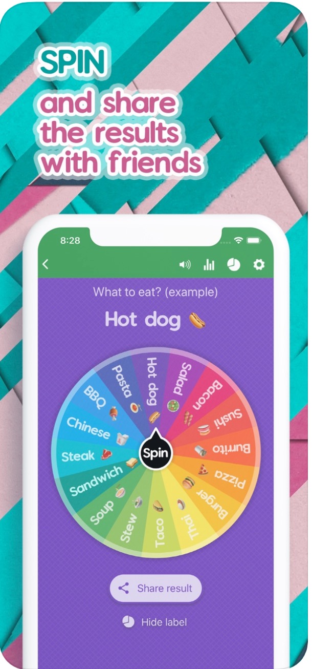 spin wheel app interface