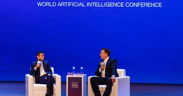 Elon Musk Jack Ma fb Elon Musk Jack Ma svetova konference umela inteligence