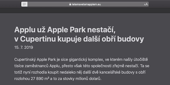 Rezim ctecky Safari macOS